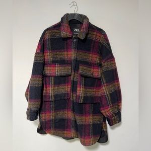 Zara oversized fuzzy wool like shacket in M/L